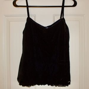 Black/blue reversible mesh tank top